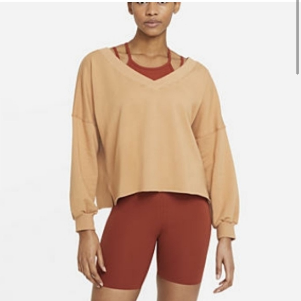 Nike yoga luxe fleece loose v neck sweater
